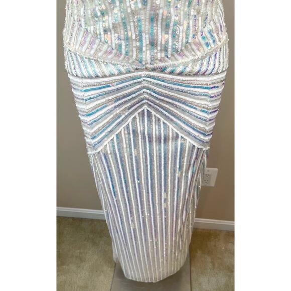 Retrofete Millie Cutout Sequin Embellished Geo White Maxi Dress Size Small - Picture 7 of 12
